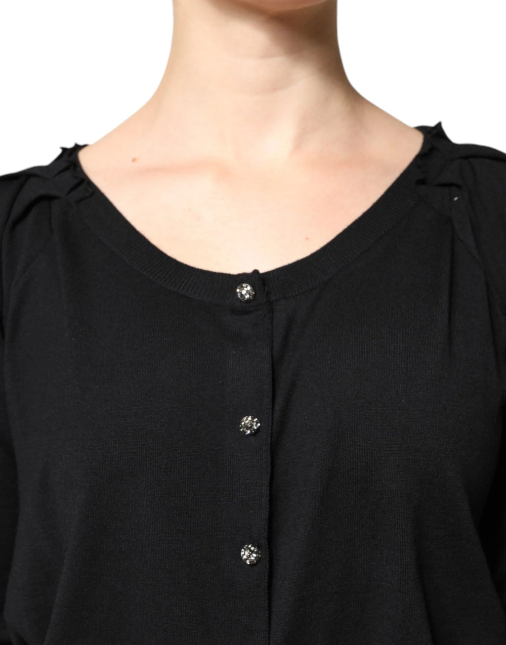 Dolce & Gabbana Black Button Down Short Sleeve Blouse Top - IT50|3XL - Blouses