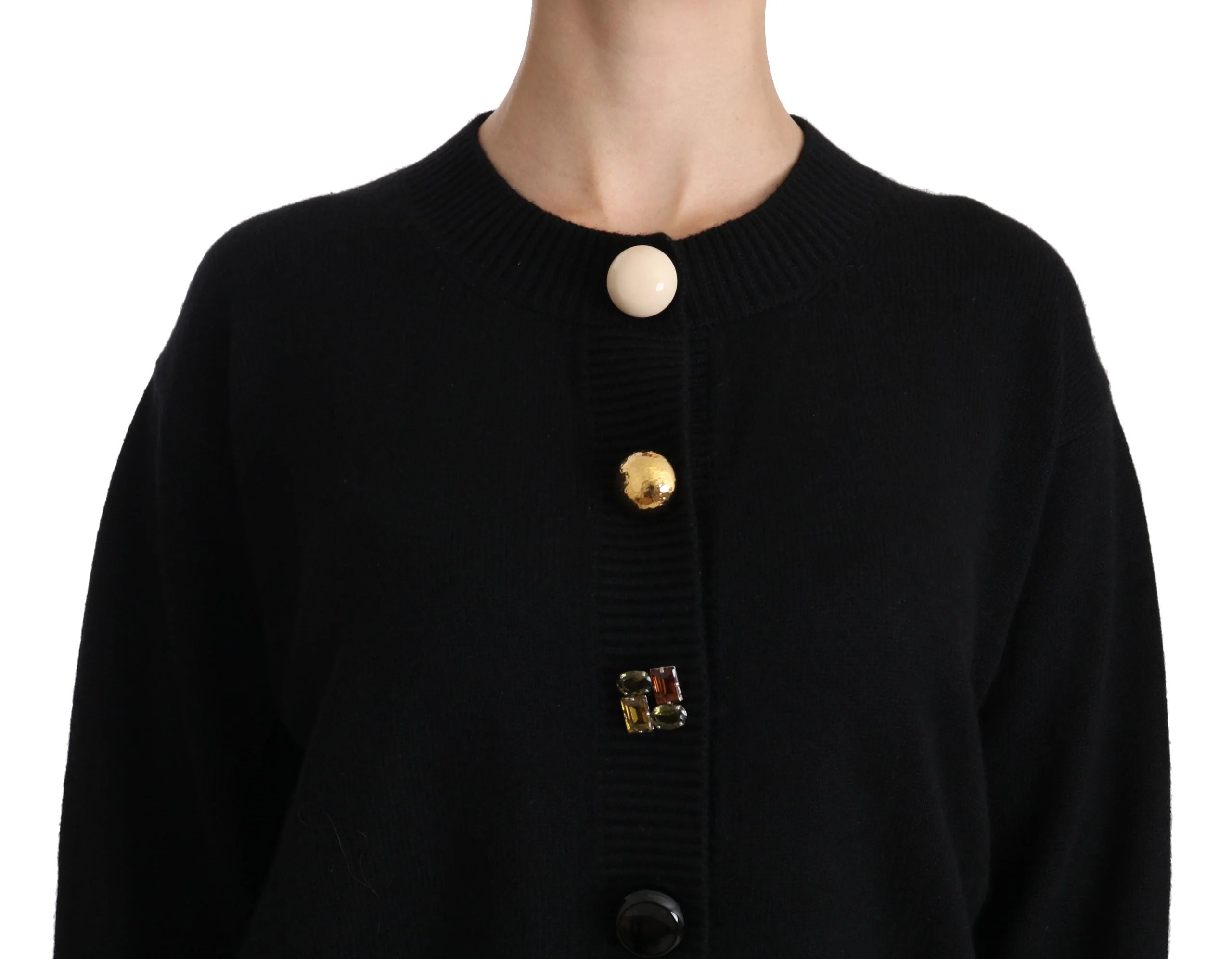 Dolce & Gabbana Black Button Embellished Cardigan Sweater - IT40|S - Cardigans
