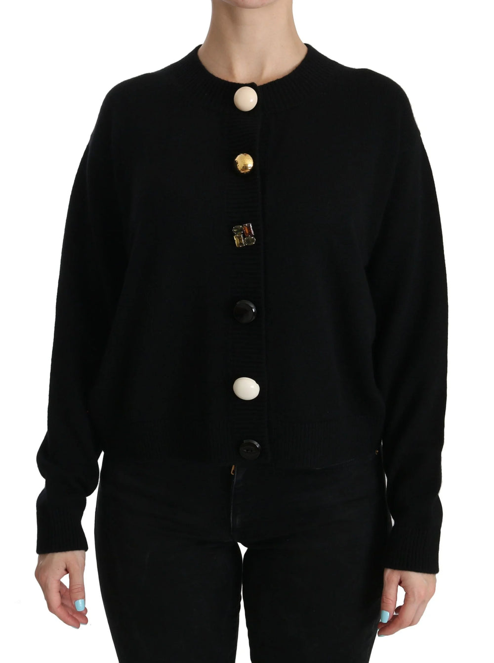 Dolce & Gabbana Black Button Embellished Cardigan Sweater - IT40|S - Cardigans