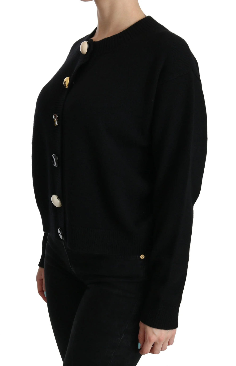 Dolce & Gabbana Black Button Embellished Cardigan Sweater - IT40|S - Cardigans