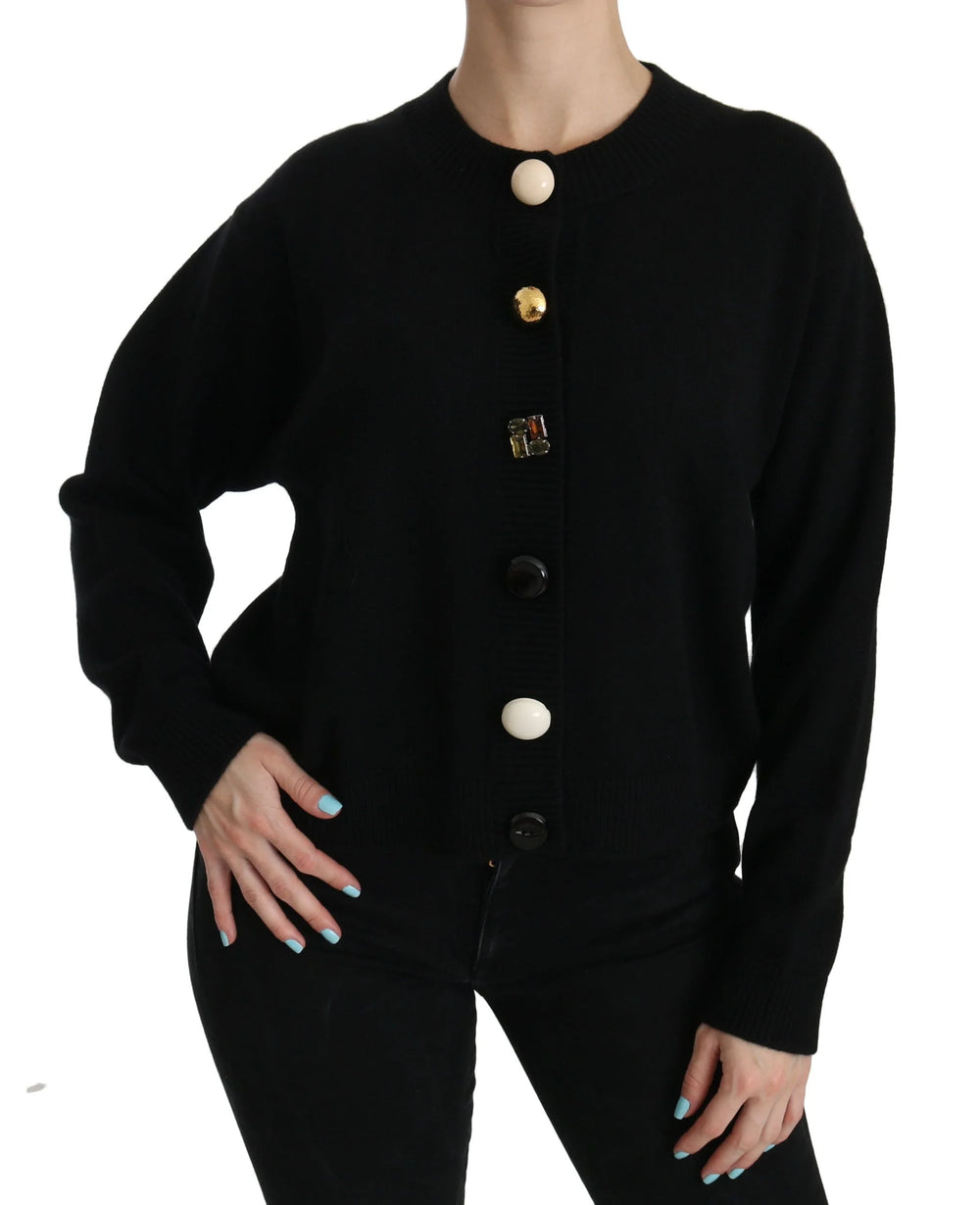 Dolce & Gabbana Black Button Embellished Cardigan Sweater - IT40|S - Cardigans