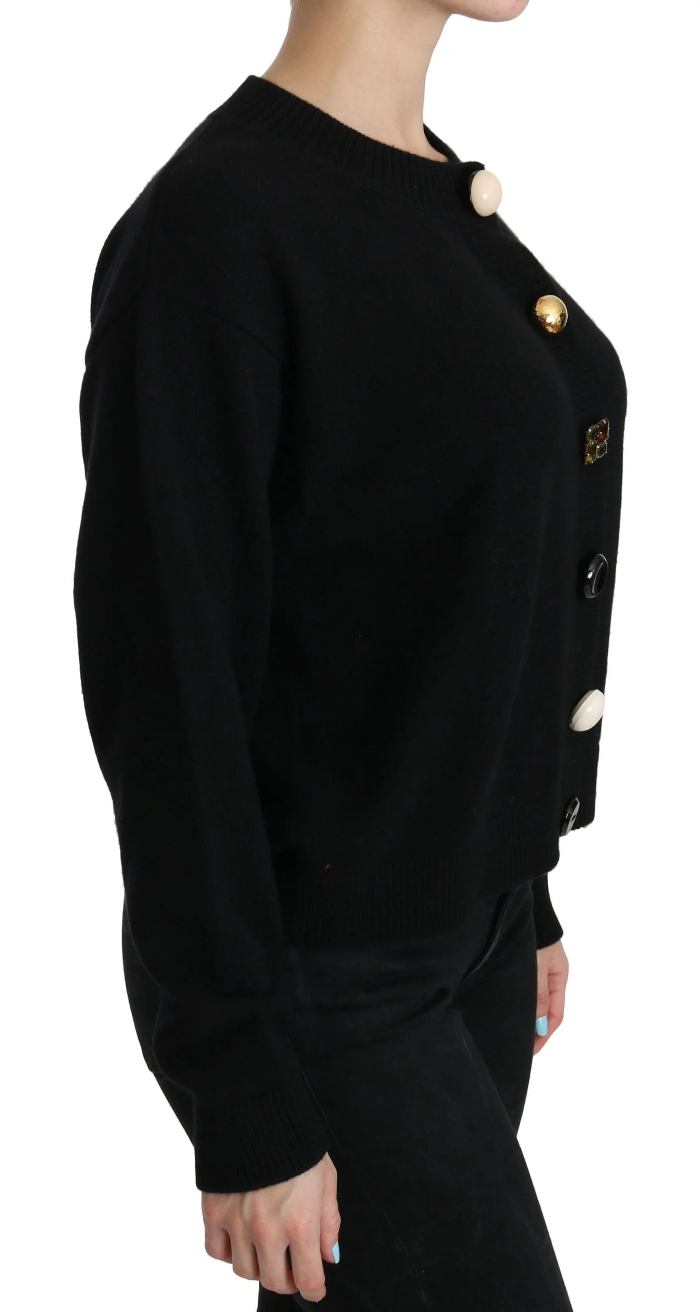 Dolce & Gabbana Black Button Embellished Cardigan Sweater - IT40|S - Cardigans