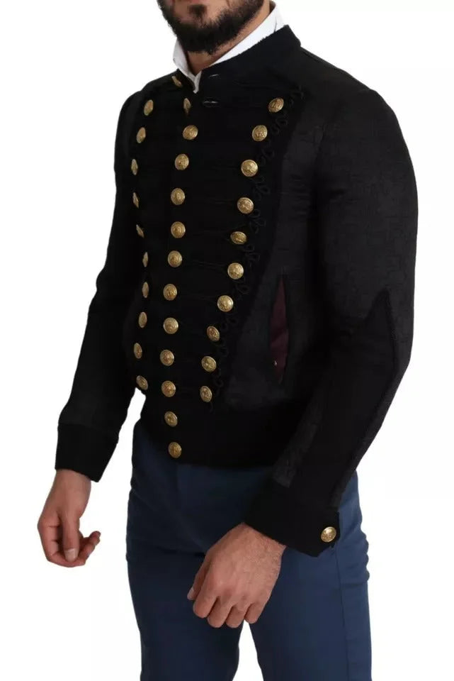 Dolce & Gabbana Black Button Embellished Military Jacket - IT44 | XS - Bomber Jackets