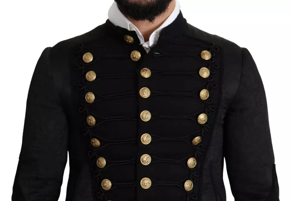 Dolce & Gabbana Black Button Embellished Military Jacket - IT44 | XS - Bomber Jackets