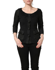 Dolce & Gabbana Black Button Fastening Lace Trimmed Blazer Jacket - IT42|M