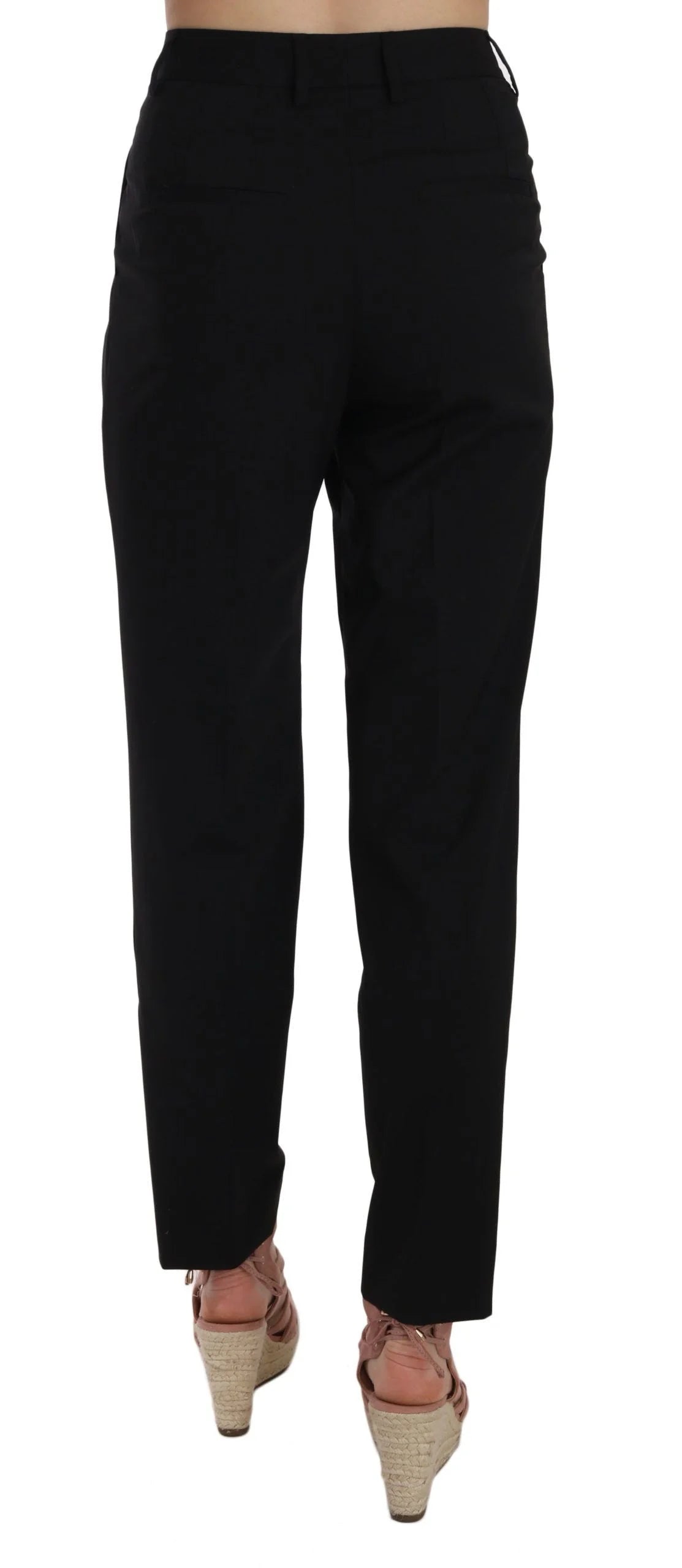 Dolce & Gabbana Black Button Pleated Tapered Trouser Pants - IT36|XXS - Trousers