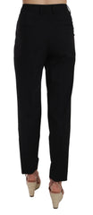 Dolce & Gabbana Black Button Pleated Tapered Trouser Pants - IT36|XXS - Trousers