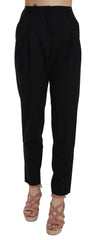 Dolce & Gabbana Black Button Pleated Tapered Trouser Pants - IT36|XXS - Trousers