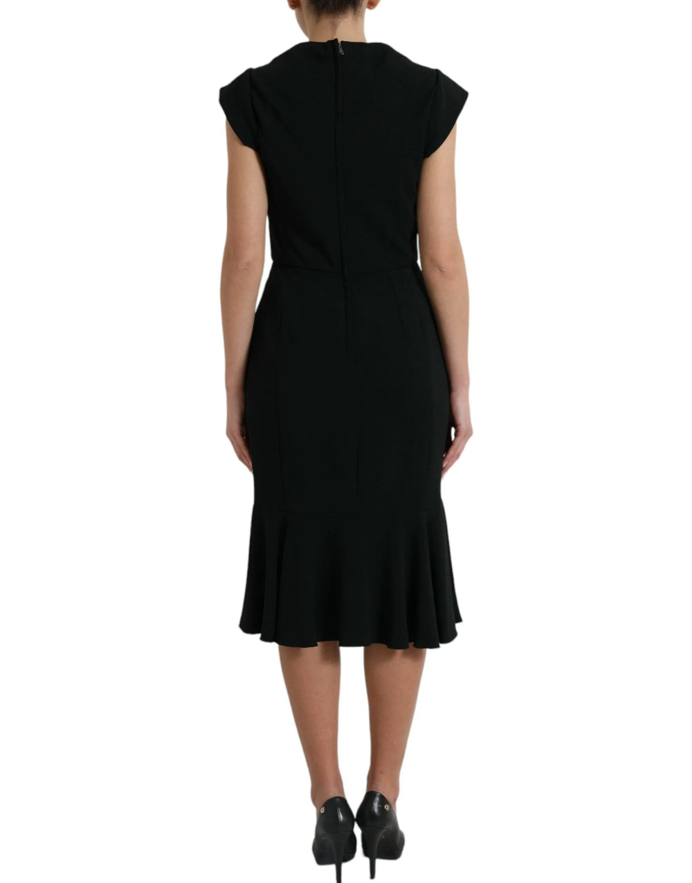 Dolce & Gabbana Black Cady Viscose Sleeveless Dress - IT46|XL - Dresses