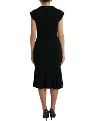 Dolce & Gabbana Black Cady Viscose Sleeveless Dress - IT46|XL - Dresses