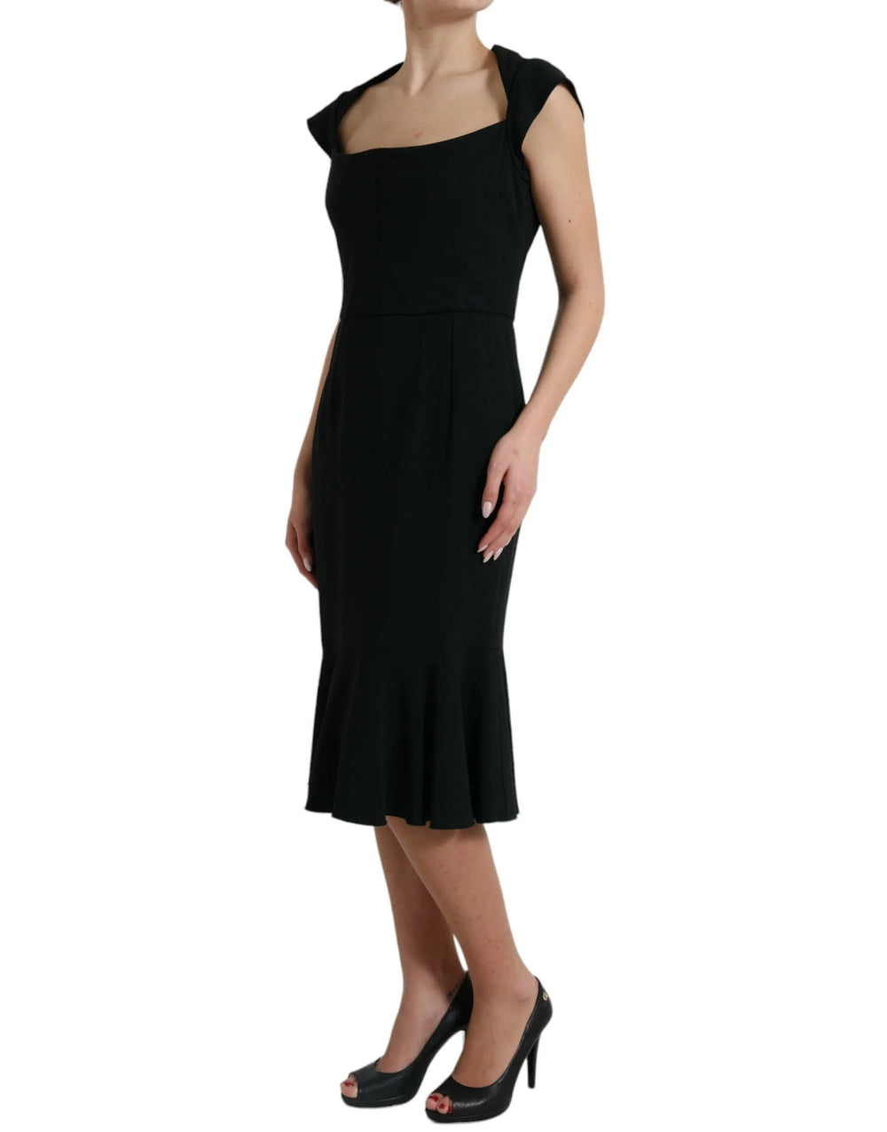 Dolce & Gabbana Black Cady Viscose Sleeveless Dress - IT46|XL - Dresses