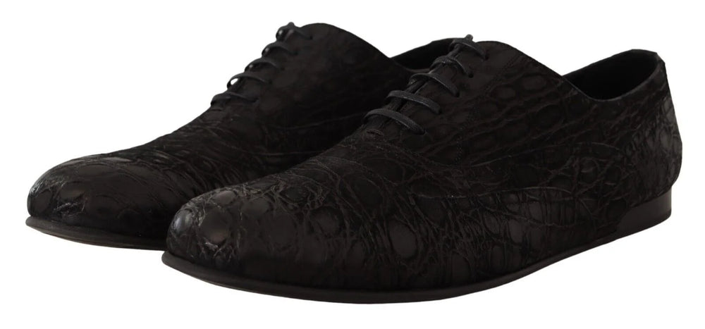 Dolce & Gabbana Black Caiman Leather Mens Oxford Shoes - EU44/US11 - Shoes
