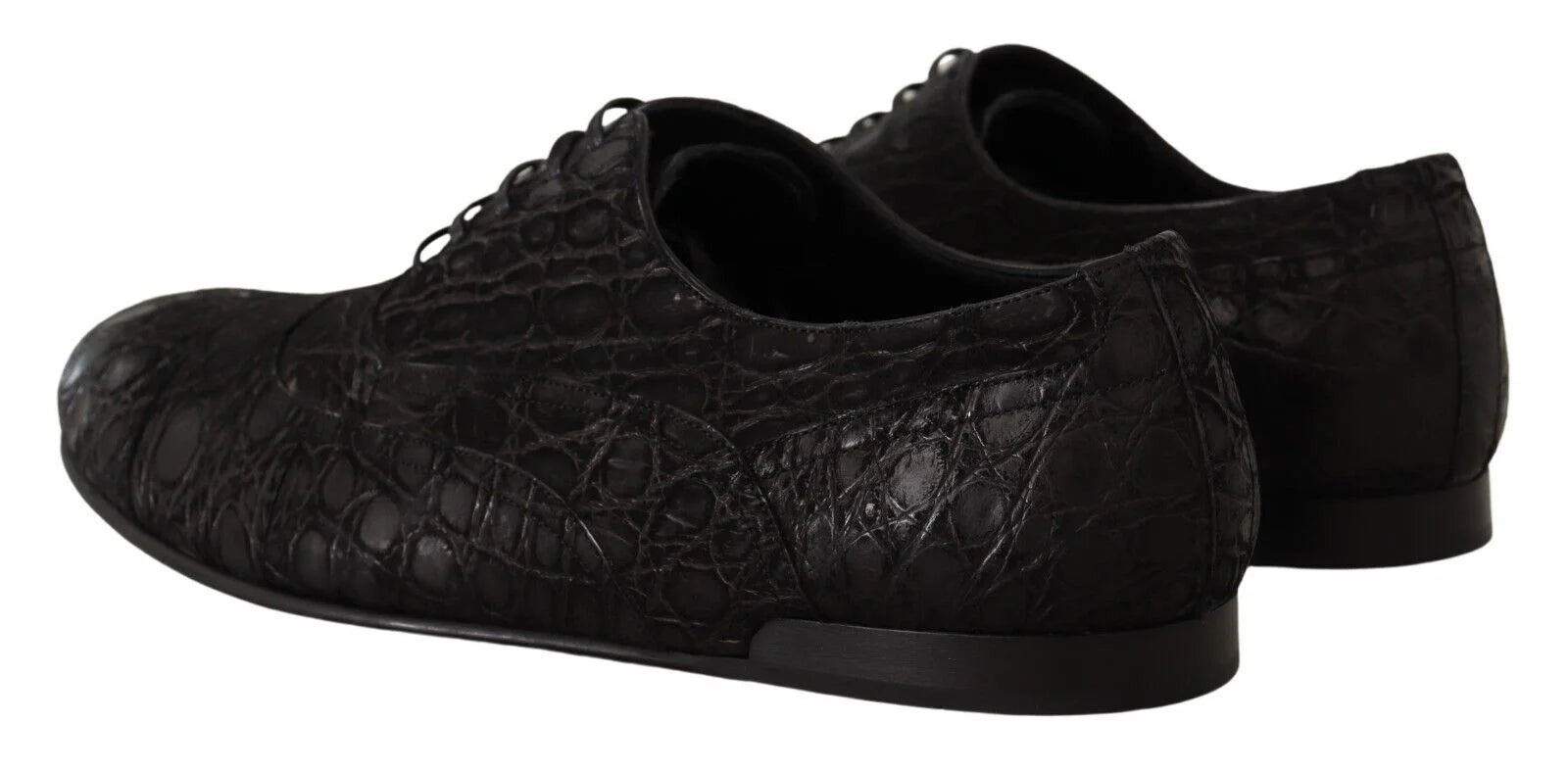 Dolce & Gabbana Black Caiman Leather Mens Oxford Shoes - EU44/US11