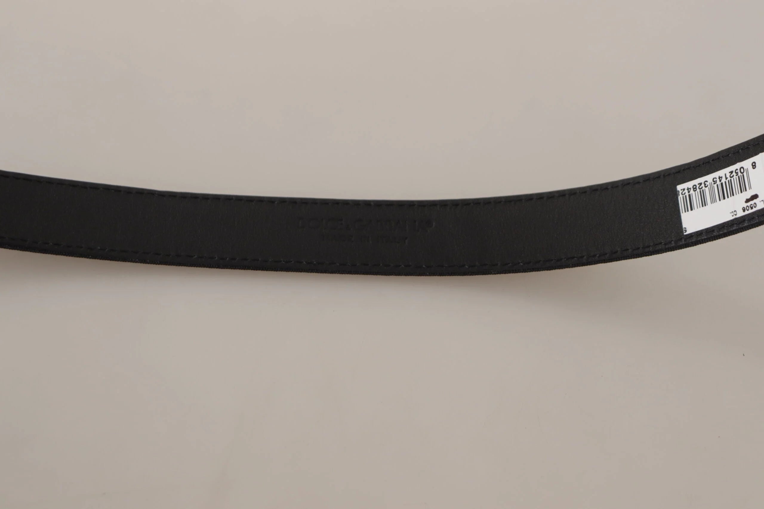 Dolce & Gabbana Black Calf Canvas Silver Tone Logo Metal Belt - Belts