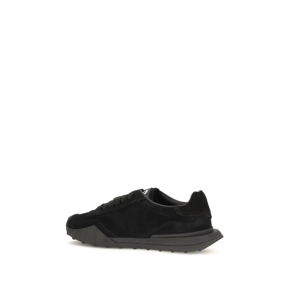 Dolce & Gabbana Black Calf Leather Bos Taurus Athletic Sneakers