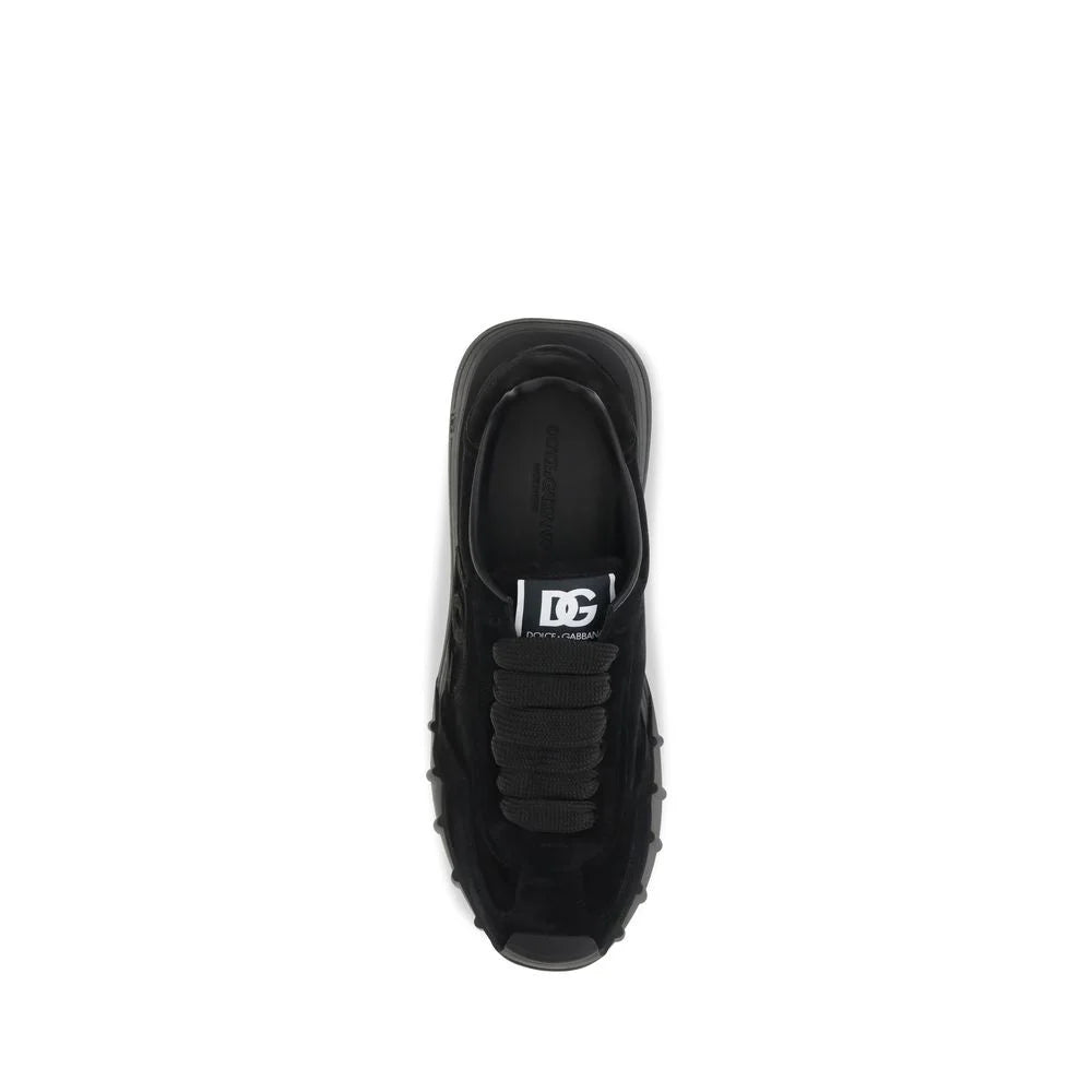 Dolce & Gabbana Black Calf Leather Bos Taurus Athletic Sneakers