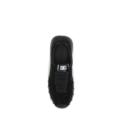 Dolce & Gabbana Black Calf Leather Bos Taurus Athletic Sneakers