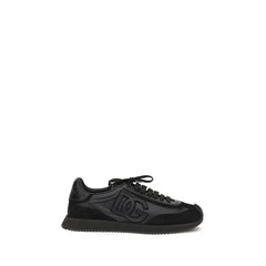 Dolce & Gabbana Black Calf Leather Bos Taurus Athletic Sneakers