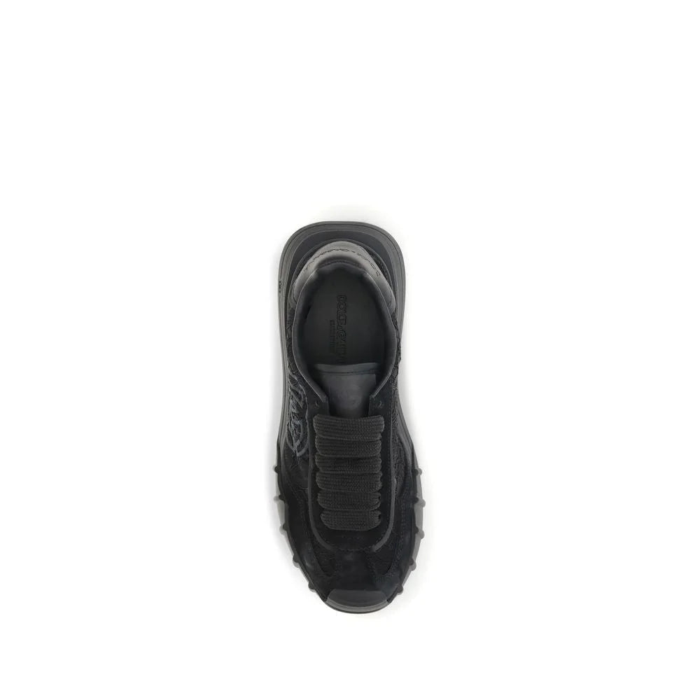 Dolce & Gabbana Black Calf Leather Bos Taurus Chunky Sneakers