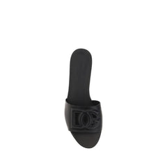 Dolce & Gabbana Black Calf Leather Bos Taurus Flat Sandals - EU36/US6