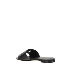 Dolce & Gabbana Black Calf Leather Bos Taurus Flat Sandals - EU36/US6
