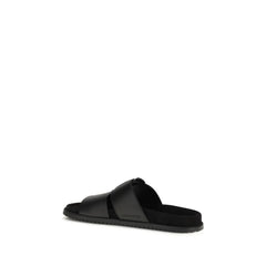 Dolce & Gabbana Black Calf Leather Bos Taurus Flat Sandals - EU40/US7