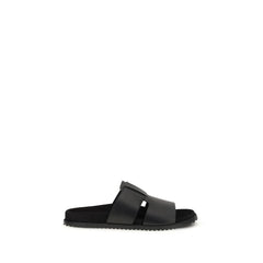 Dolce & Gabbana Black Calf Leather Bos Taurus Flat Sandals - EU40/US7