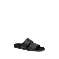 Dolce & Gabbana Black Calf Leather Bos Taurus Flat Sandals - EU40/US7