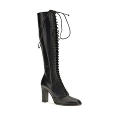 Dolce & Gabbana Black Calf Leather Bos Taurus Lace-Up Boots