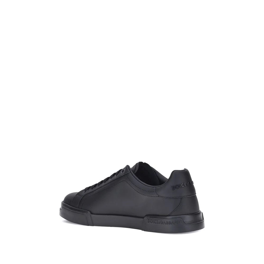 Dolce & Gabbana Black Calf Leather Bos Taurus Low Top Sneakers - Sneakers