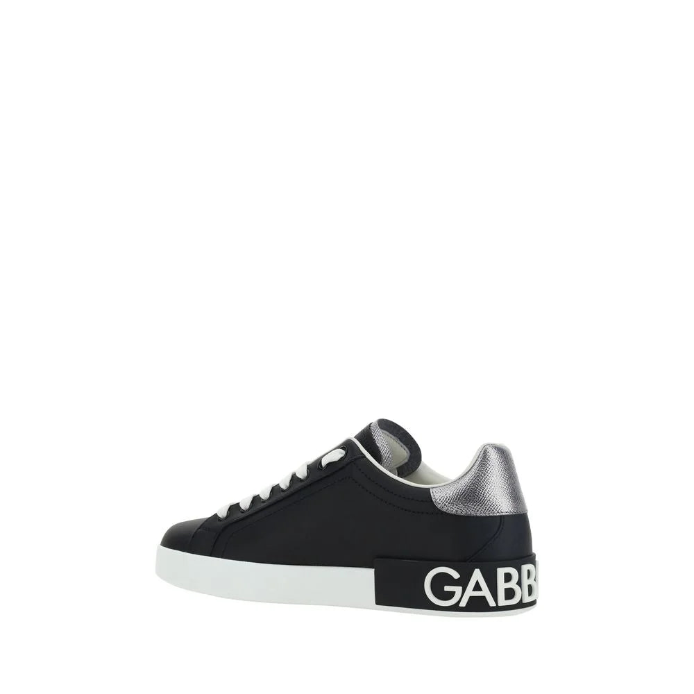 Dolce & Gabbana Black Calf Leather Bos Taurus Low Top Sneakers - EU44/US11