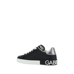 Dolce & Gabbana Black Calf Leather Bos Taurus Low Top Sneakers - EU44/US11