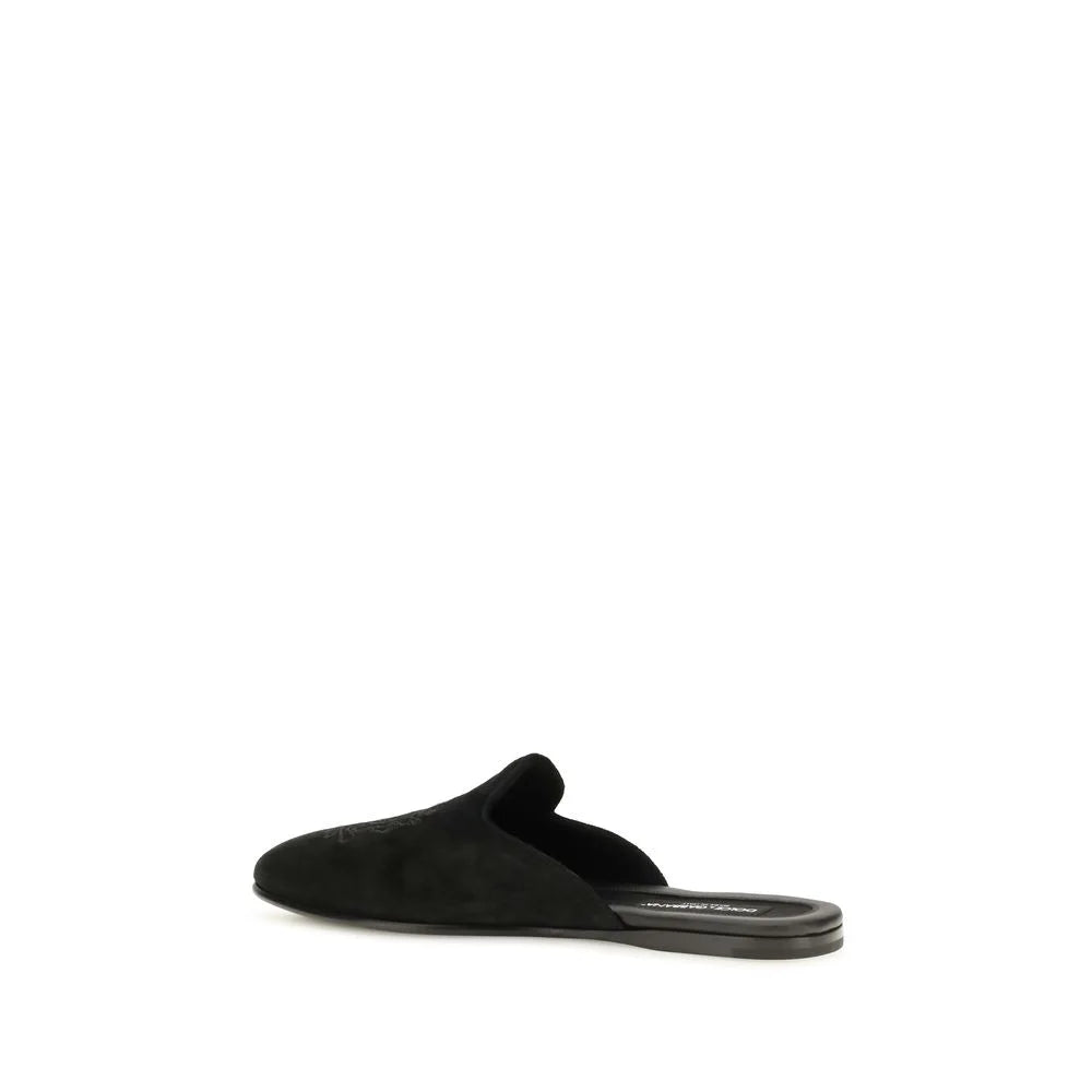 Dolce & Gabbana Black Calf Leather Bos Taurus Mules