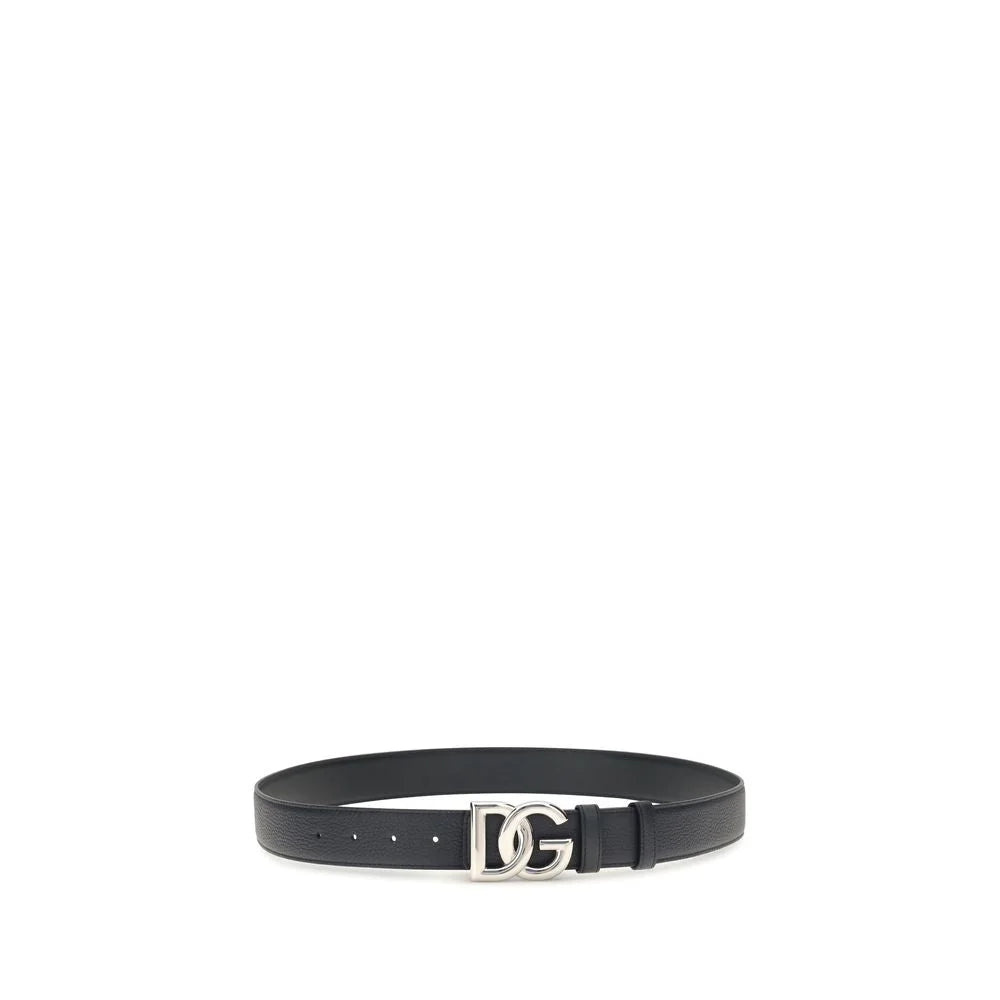 Detail of the Dolce & Gabbana leather belt showing the smooth grain texture and refined metallic buckle finish.
