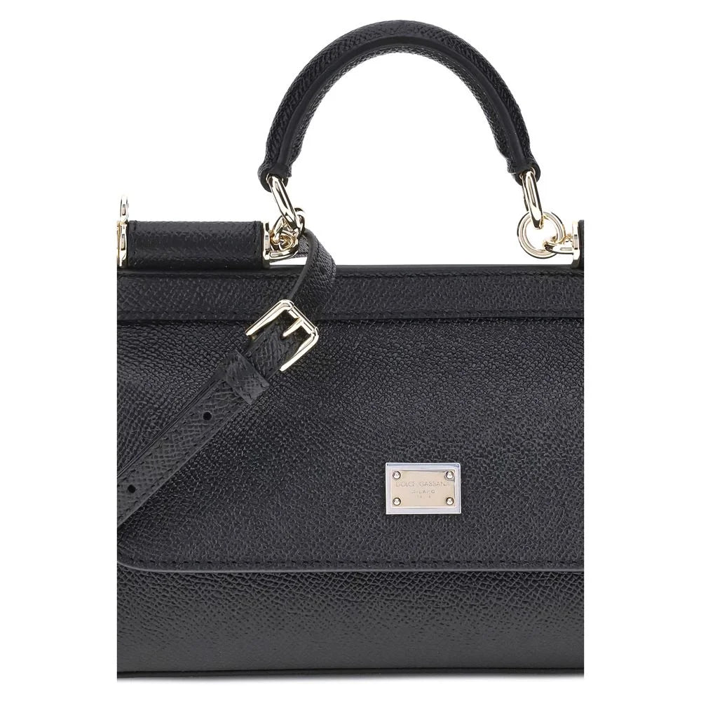 Dolce & Gabbana Black Calf Leather Bos Taurus Shoulder Bag