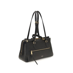 Rear view of the Dolce & Gabbana black leather shoulder bag highlighting the seamless craftsmanship and clean lines.