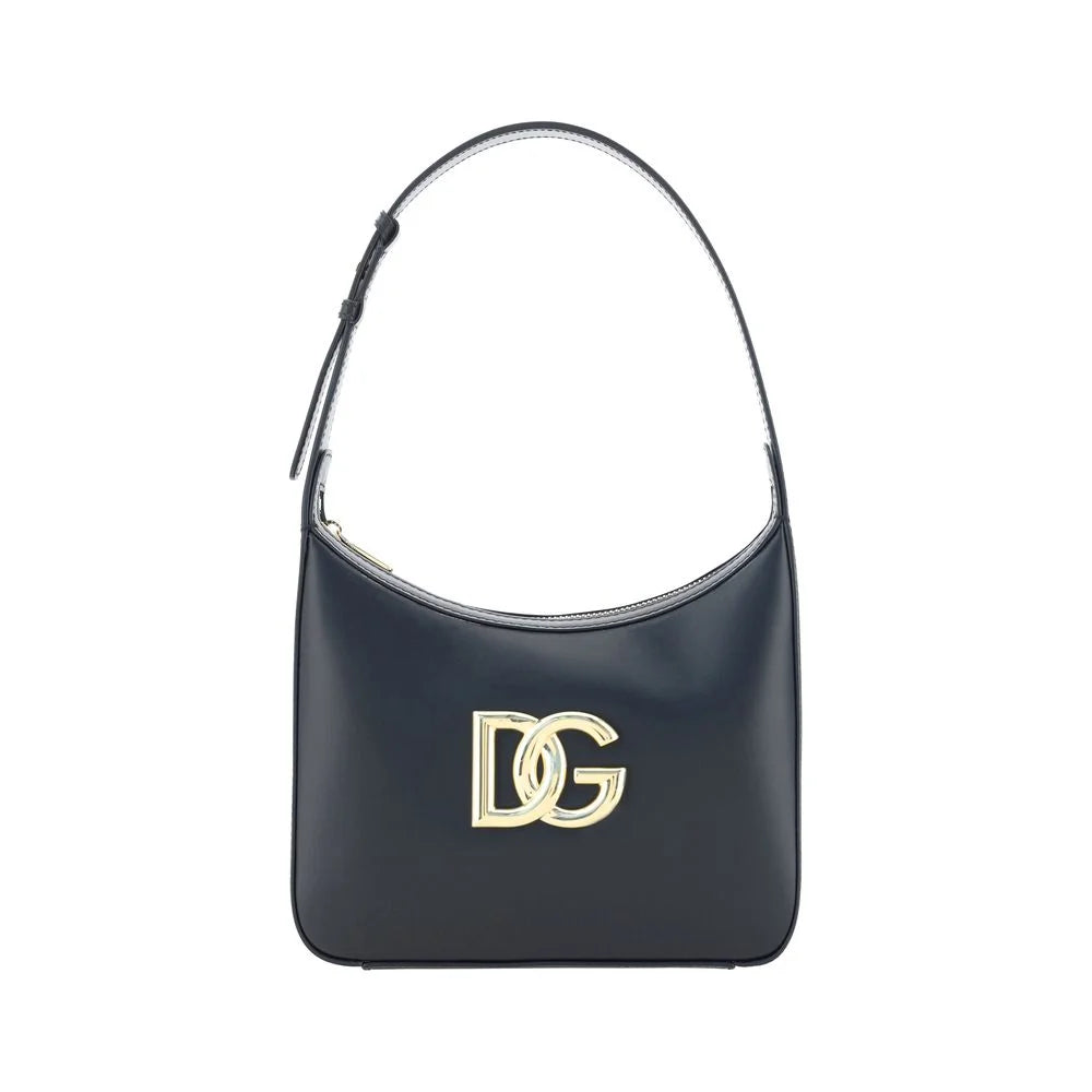 Dolce & Gabbana Black Calf Leather Bos Taurus Shoulder Bag