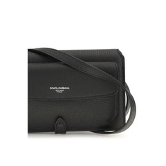 Dolce & Gabbana Black Calf Leather Bos Taurus Shoulder Bag
