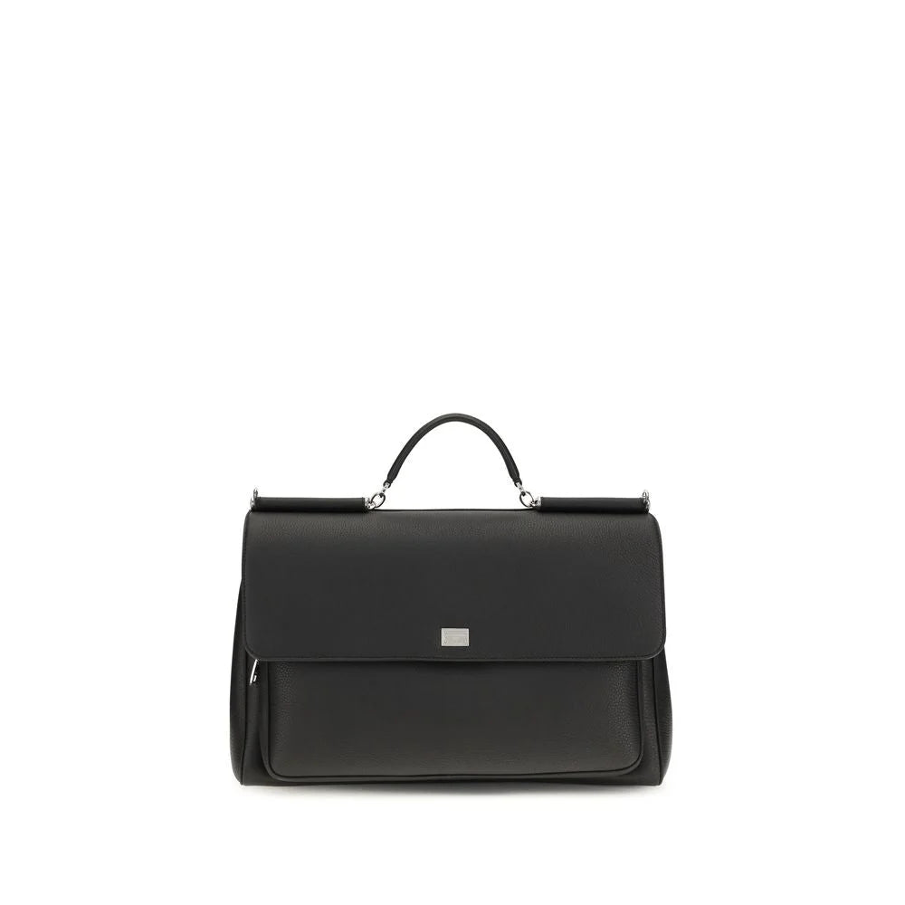 Dolce & Gabbana Black Calf Leather Bos Taurus Shoulder Bag