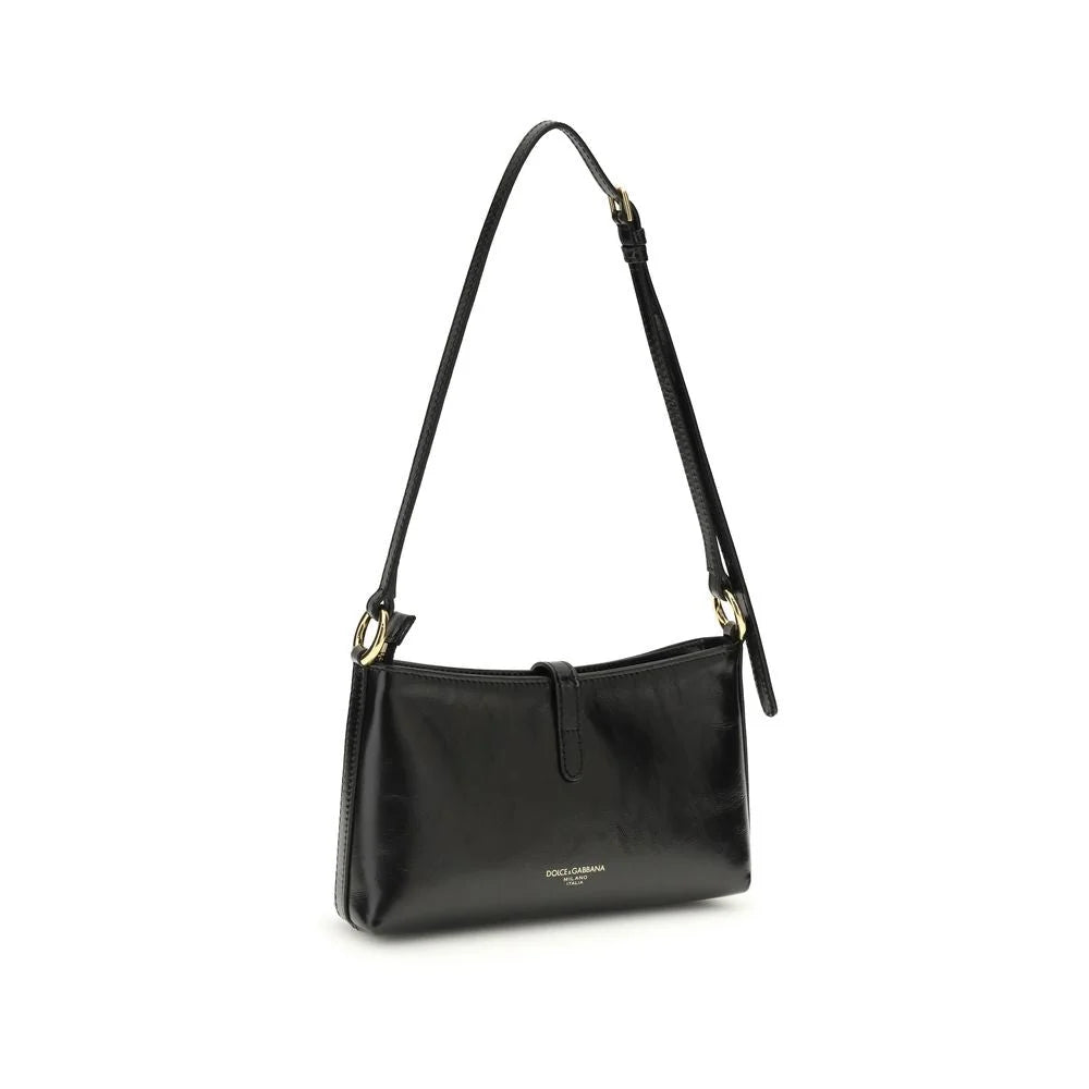 Dolce & Gabbana Black Calf Leather Bos Taurus Shoulder Bag