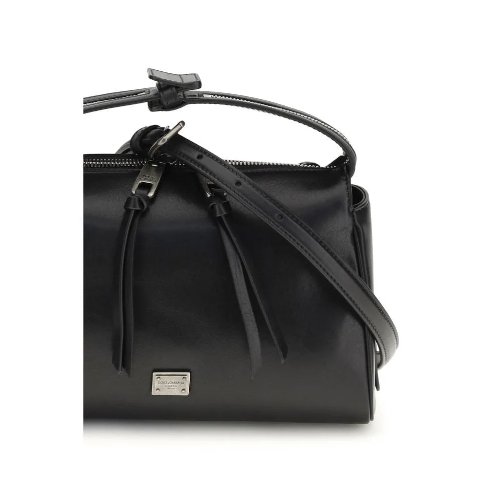 Dolce & Gabbana Black Calf Leather Bos Taurus Shoulder Bag