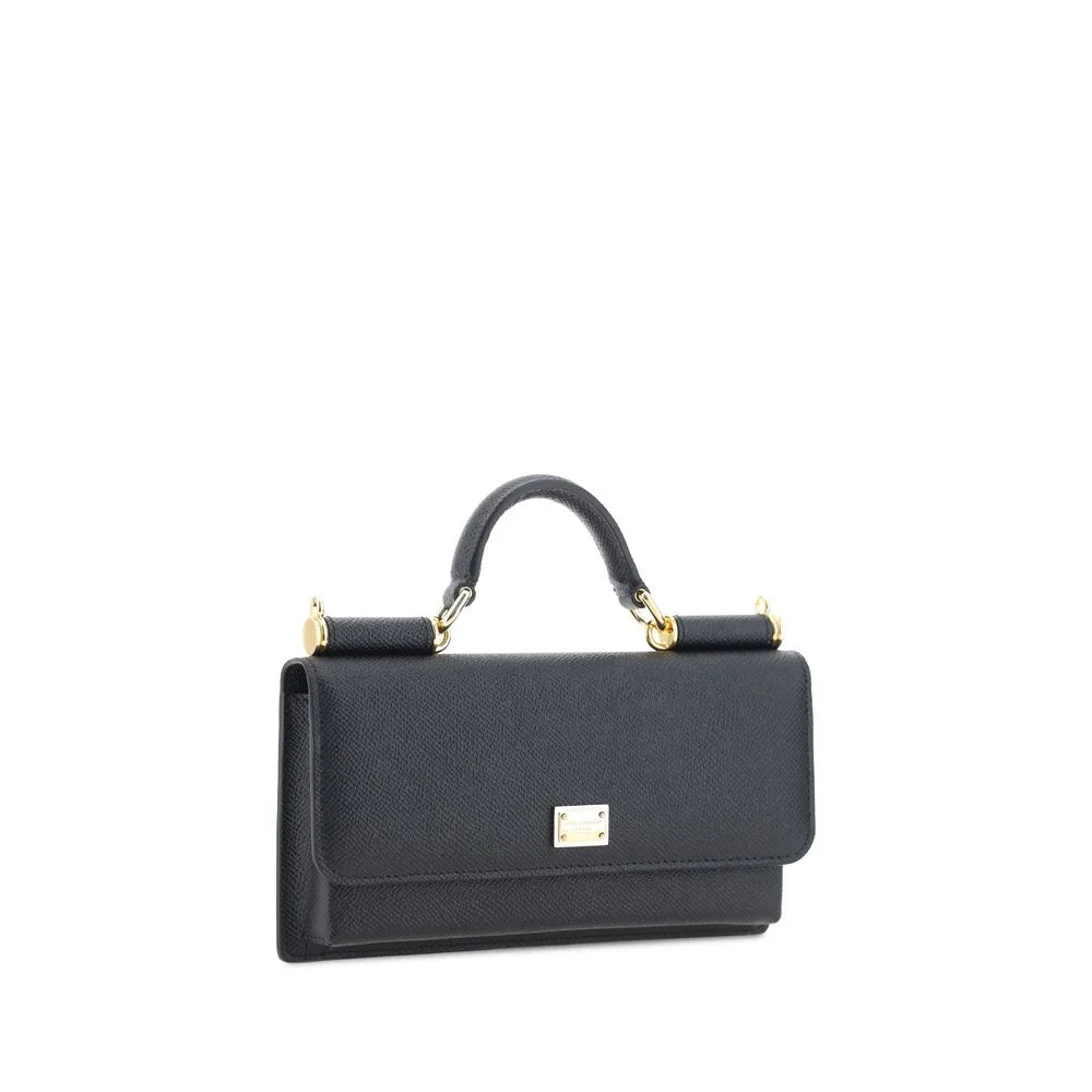 Dolce & Gabbana Black Calf Leather Bos Taurus Shoulder Bag