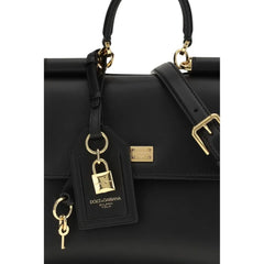 Dolce & Gabbana Black Calf Leather Bos Taurus SkulderTaske - SkulderTasker