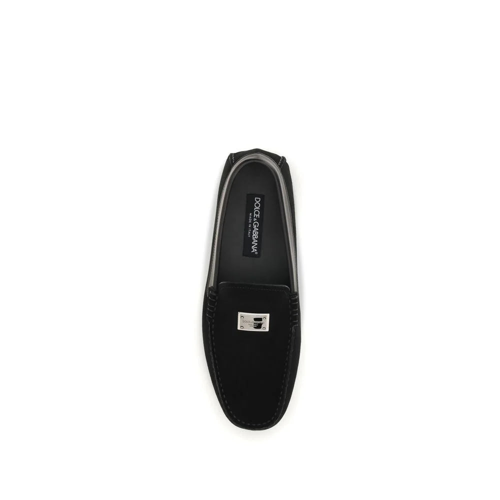 Dolce & Gabbana Black Calf Leather Bos Taurus Slip-On Loafers