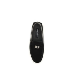 Dolce & Gabbana Black Calf Leather Bos Taurus Slip-On Loafers