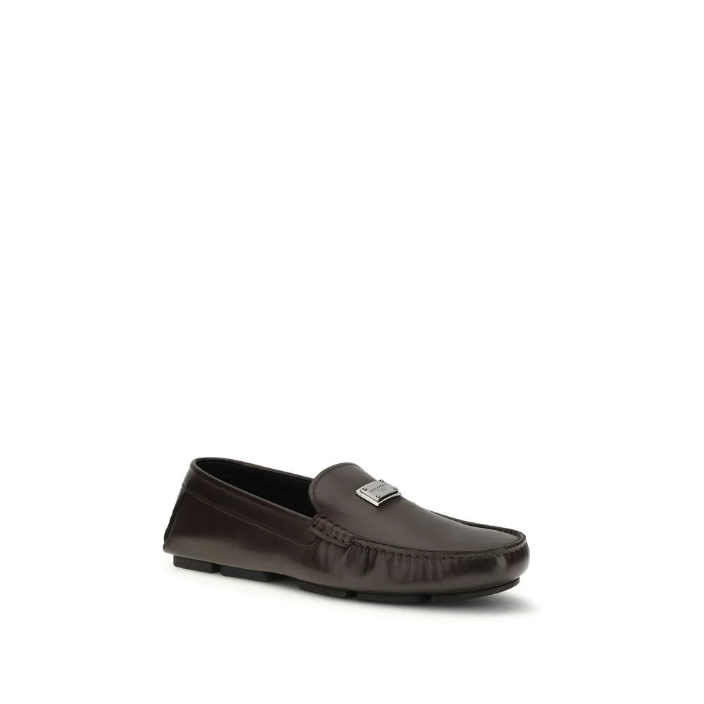 Dolce & Gabbana Black Calf Leather Bos Taurus Slip-On Loafers - EU46/US13