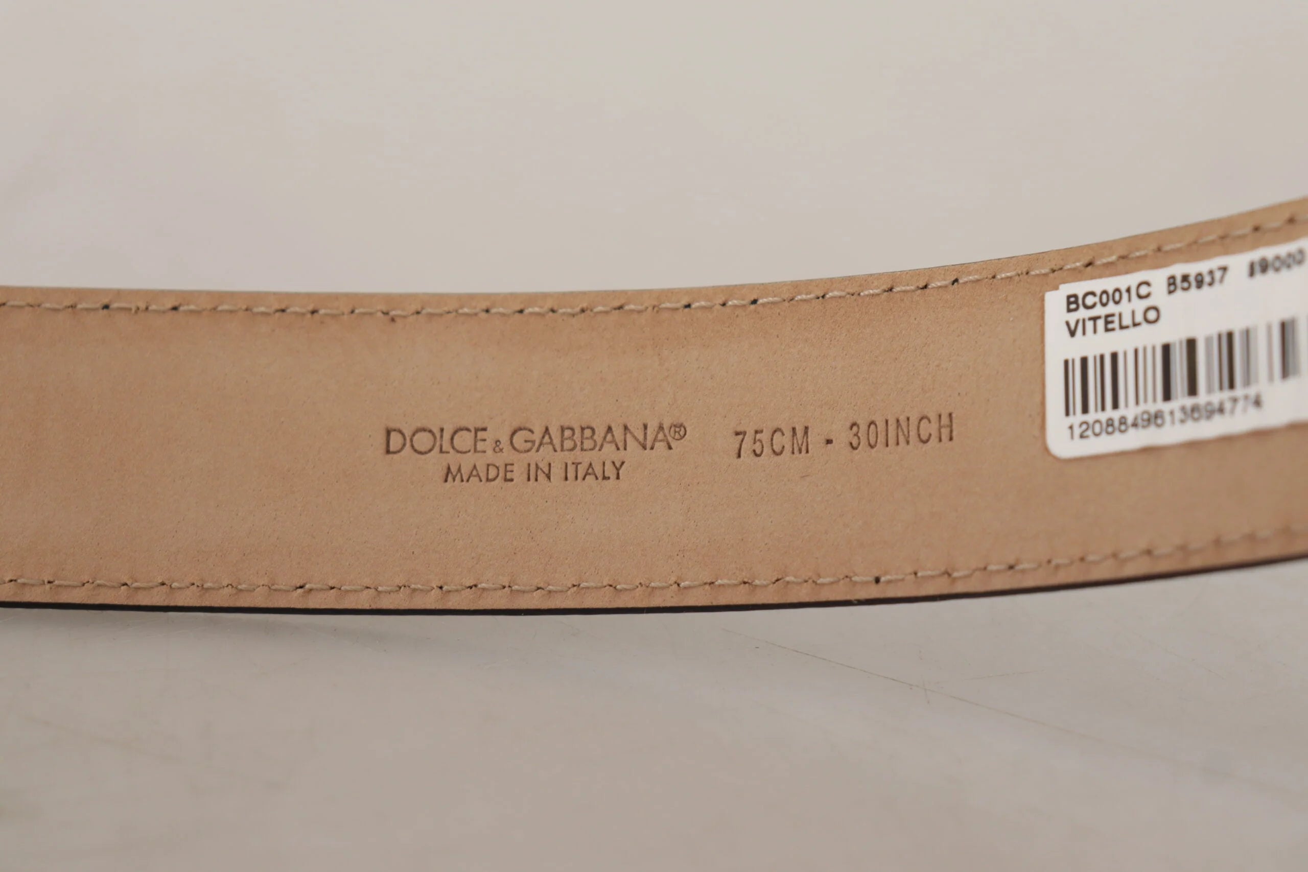 Dolce & Gabbana Black Calf Leather Brown Backend Metal Buckle Belt - 75 cm / 29,5 Inches - Belts