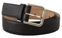 Dolce & Gabbana Black Calf Leather Brown Backend Metal Buckle Belt - 75 cm / 29,5 Inches - Belts