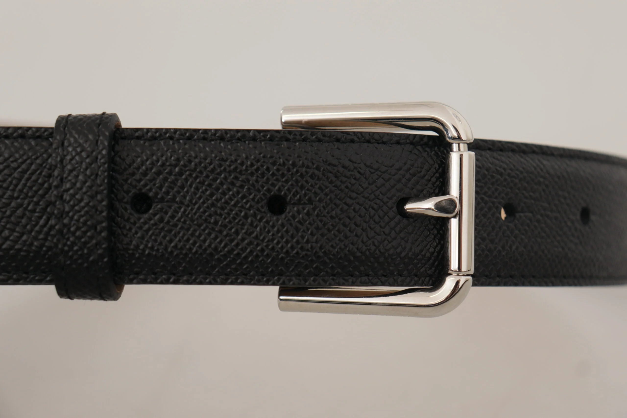 Dolce & Gabbana Black Calf Leather Brown Backend Metal Buckle Belt - 75 cm / 29,5 Inches - Belts