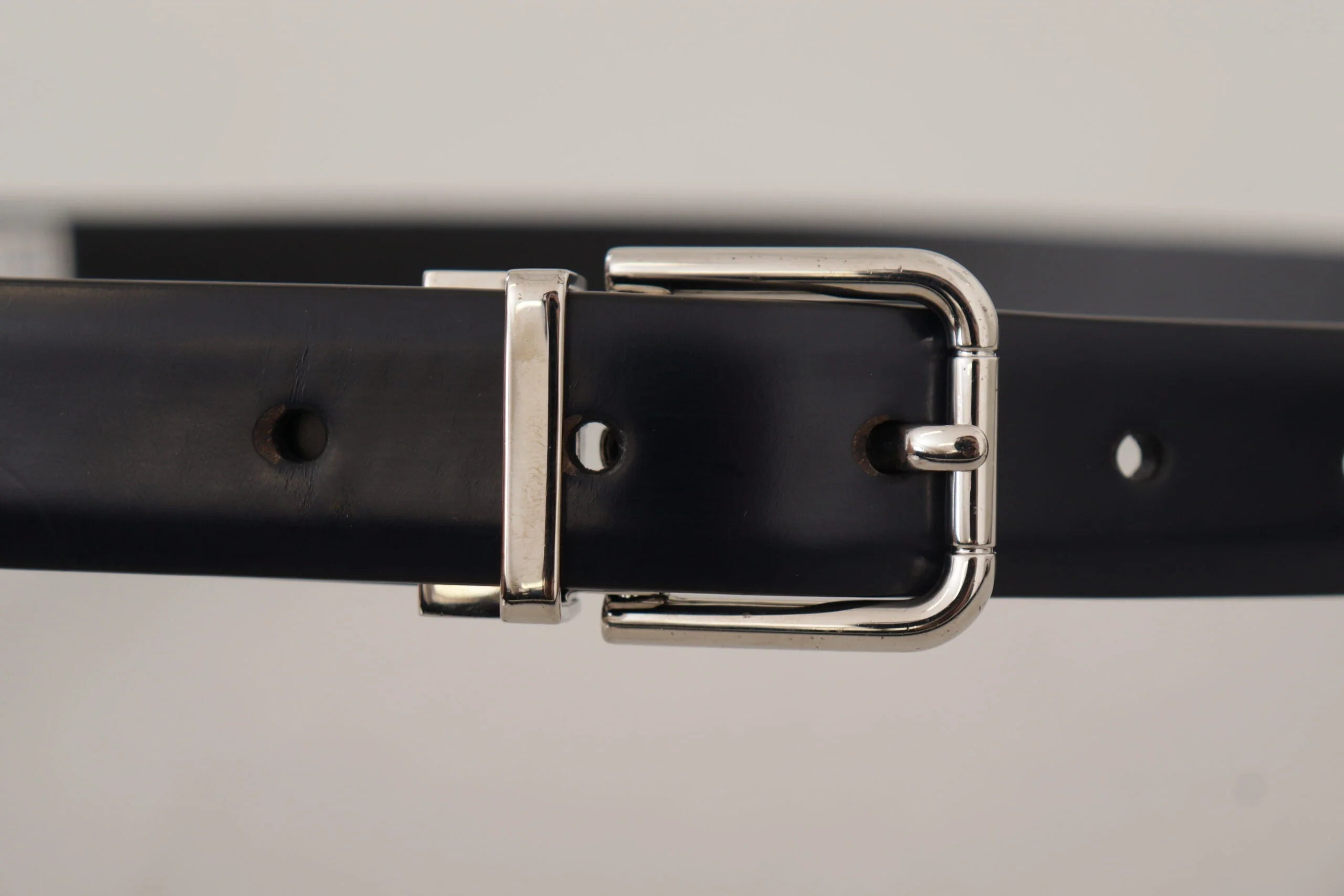 Dolce & Gabbana Black Calf Leather Classic Logo Metal Buckle Belt - 100 cm / 40 Inches - Belts